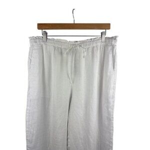 J.Crew Womens White Linen Pants Elastic Waist L